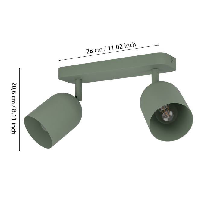 Aplica/Plafoniera EGLO Tilston 44133 E14 2X40W 220-240V,50/60Hz L 280mm x l 80mm x H 205mm otel verde  IP20 [5]