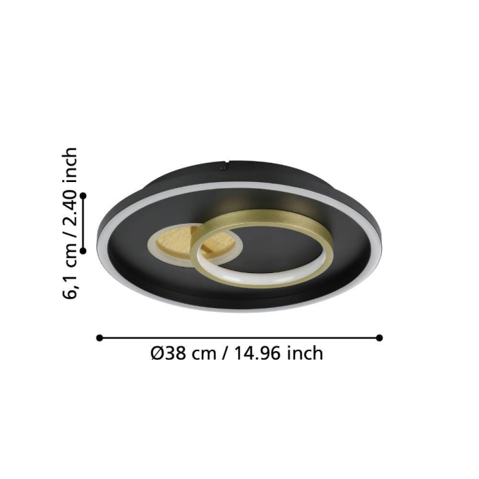 Aplica/Plafoniera EGLO Tiriolo 901244 LED;LED 14W;8,5W 4000K 1800;1050lm 220-240V,50/60Hz H 60mm x Ø380mm plastic/otel negru/gold  IP20 [3]