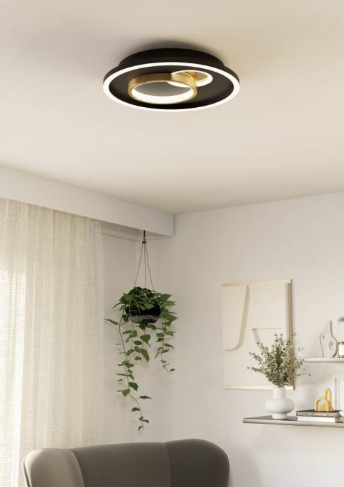 Aplica/Plafoniera EGLO Tiriolo 901244 LED;LED 14W;8,5W 4000K 1800;1050lm 220-240V,50/60Hz H 60mm x Ø380mm plastic/otel negru/gold  IP20 [4]