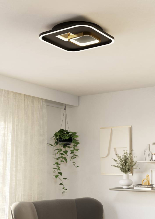 Aplica/Plafoniera EGLO Tiriolo 901245 LED;LED 16,2W;9,2W 4000K 2100;1150lm 220-240V,50/60Hz L 380mm x l 380mm x H 60mm plastic/otel negru/gold  IP20 [4]