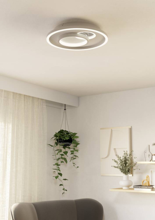 Aplica/Plafoniera EGLO Tiriolo 901246 LED;LED 14W;8,5W 4000K 1800;1050lm 220-240V,50/60Hz H 60mm x Ø380mm plastic/otel argintiu/alb  IP20 [4]