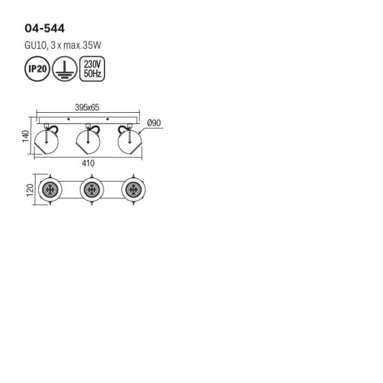 Aplica/Plafoniera SMARTER WARD 04-544 GU10 3x35W   Metal Negru Mat IP20 [2]