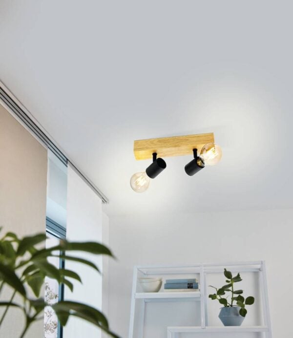 Aplică / Plafonieră TOWNSHEND 3 E27 2X60W IP20 lemn, oțel maro, negru [2]
