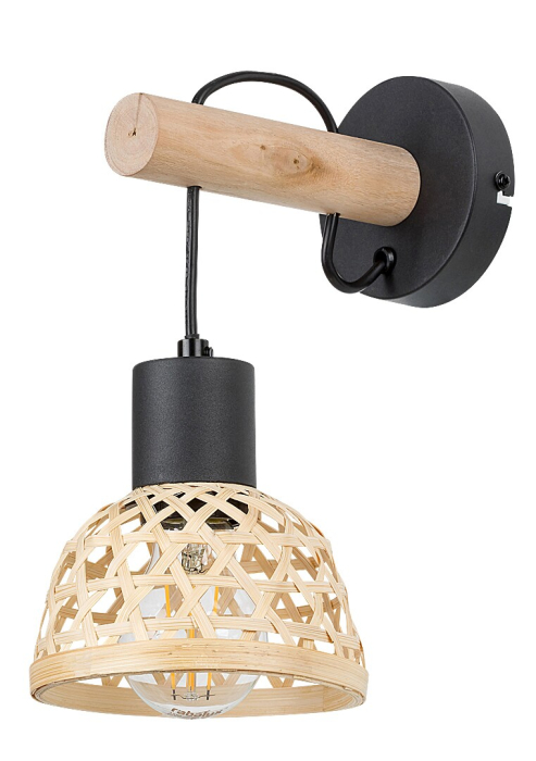 Aplica Rabalux Rattan E27 E27 1x MAX 15W   metal/ lemn black stil scandinav 230V, 50Hz IP20 71025 [2]