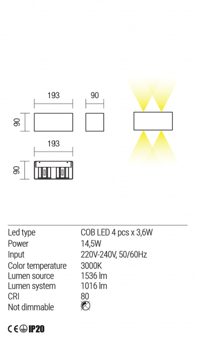 Aplica REDO Amplitude 01-1230 COB LED 14.5W 3000K 1016lm IP20 Nedimabil Alb Mat [4]