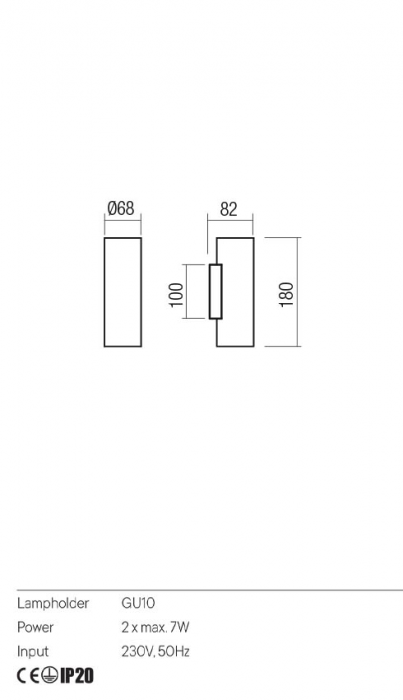Aplica REDO CORINTH 01-3414 GU10 2x7W    Aluminiu Extrudat Gold IP20 [2]