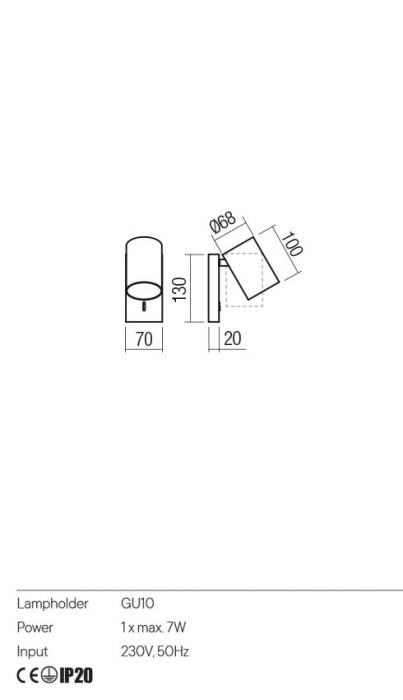 Aplica REDO CORINTH 01-3419 GU10 1x7W    Aluminiu Extrudat Alb Mat IP20 [2]