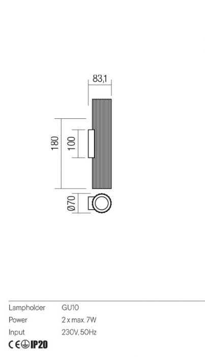 Aplica Redo DELPHI 01-3397 Negru Mat GU10 2x7W   IP20 [2]