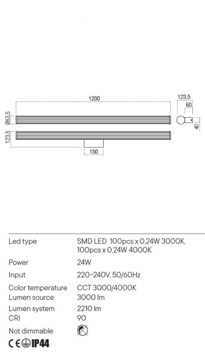 Aplica REDO DIZZY 01-3267 LED 24W 3000K/4000K 2210lm Nedimabil Aluminiu/Metal Negru Mat IP44 [2]