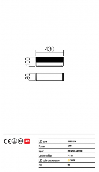 Aplica REDO Duel 01-1343 SMD LED 12W 3000K 711lm IP20 Nedimabil Alb Mat [3]