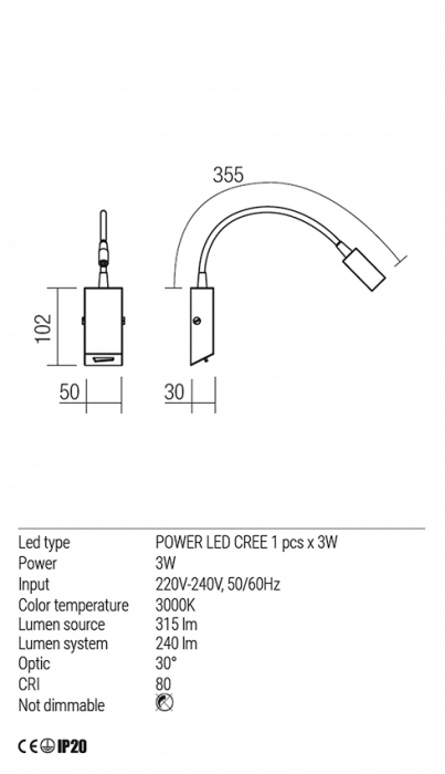 Aplica REDO Hello 01-1193 LED 3W 3000K 240lm IP20 White [4]