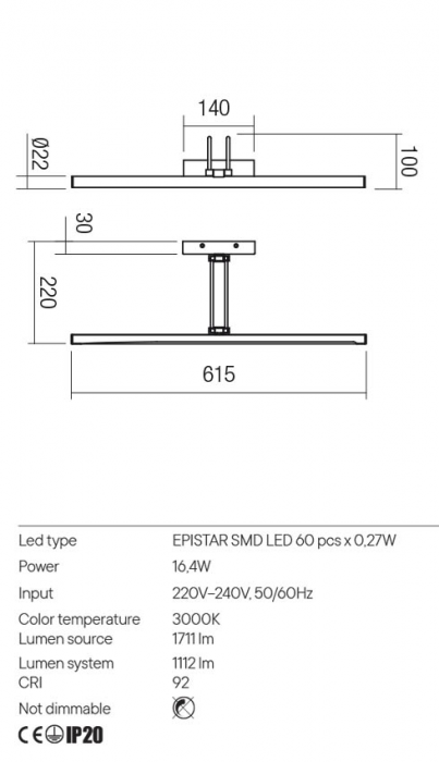 Aplica Redo IKON 01-3471 Negru mat LED 16,4W 1112lm 3000K IP20 [2]