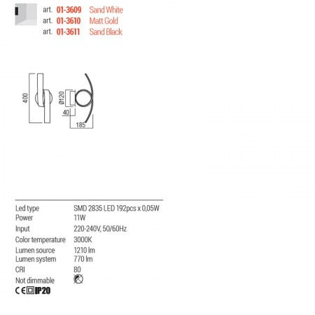 Aplica Redo Impuls, alb mat, LED, 11W, 770 lumeni, alb cald 3000K, 01-3609 [2]