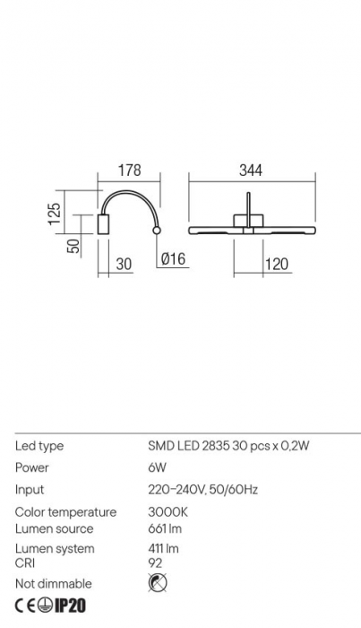Aplica Redo KENDO 01-3464 Alb mat LED 6W 411lm 3000K IP20 [2]