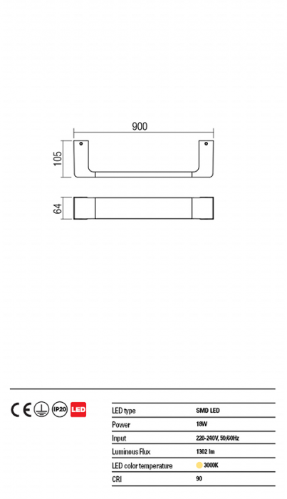 Aplica REDO Lounge 01-1323 SMD LED 18W 3000K 1302lm IP20 Nedimabil Alb Mat [3]