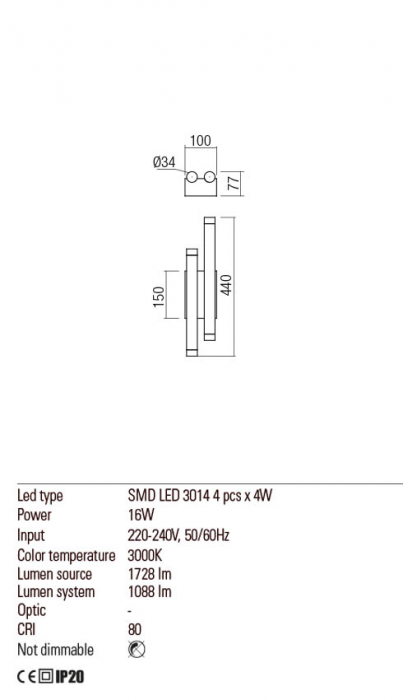 Aplica REDO Madison 01-2034 LED 16W h440 Ø34 1088lm 3000K IP20 Nedimabil Cupru mat [2]
