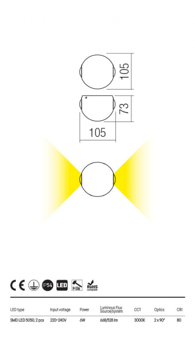 Aplica Redo MILESTONE 90498 Gri inchis LED 6W 528lm 3000K IP54 [2]
