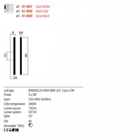Aplica Redo Nikos, alb mat, LED, 10W, 507 lumeni, alb cald 3000K, 01-4057 [2]