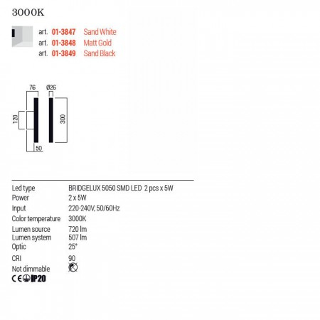 Aplica Redo Nikos, alb mat, LED, 10W, 507 lumeni, alb cald 3000K, 01-3847 [2]
