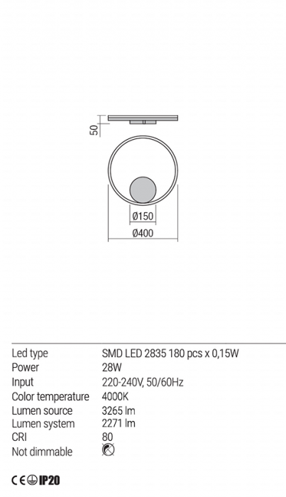 Aplica Redo Orbit LED Direct Light alb mat  28W  2271lm  alb neutru 4000K 01-1900 [2]