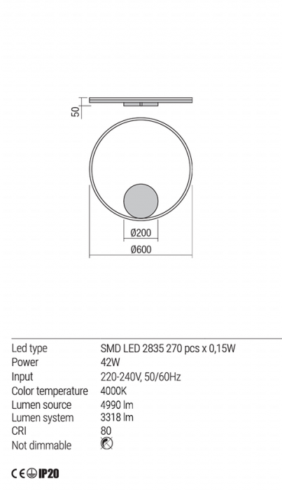 Aplica Redo Orbit LED Direct Light bronz  42W  3318 lumeni  alb neutru 4000K 01-1905 [3]