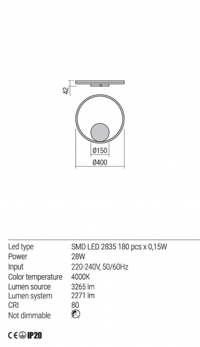 Aplica Redo Orbit LED Indirect Light alb mat  28W  2271 lumeni  alb neutru  4000K 01-1902 [3]