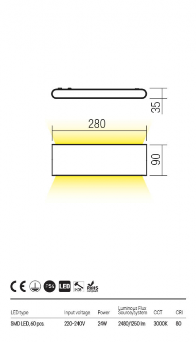 Aplica Redo POCKET 90451 Alb mat LED 24W 1250lm 3000K IP20 [2]