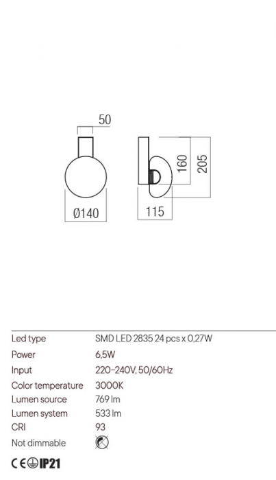 Aplica Redo Sinclair 01-3240 Metal Negru mat LED 6.5W 3000K 533 lm  IP20 [2]