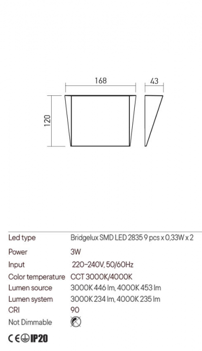Aplica REDO STEALTH 01-3220 LED 3W 3000K/4000K 235lm Nedimabil Aluminiu Turnat Alb Mat IP20 [2]