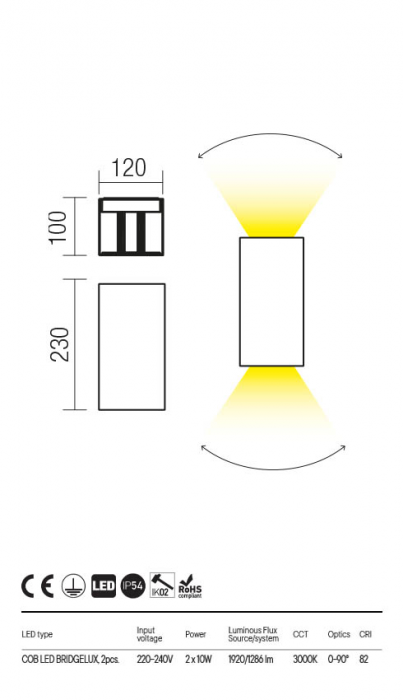 Aplica Redo VARY 90552 Alb mat LED 20W 1286lm 3000K IP54 [2]