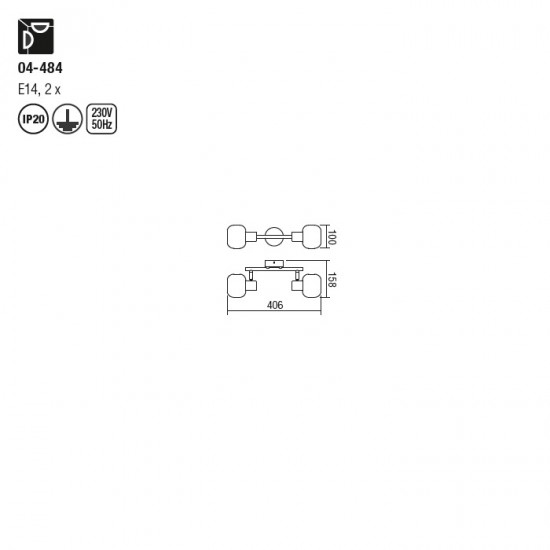 Aplica Smarter Amber, negru mat, 2XE14, 04-484 [2]