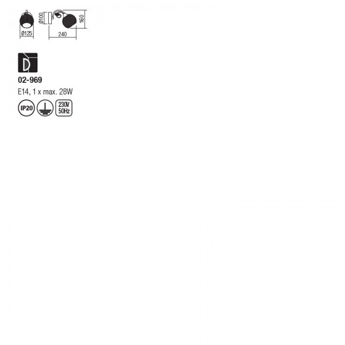 Aplica Smarter Aspera 02-969 E14 1x60W   Metal Crom/Gun IP20 [2]