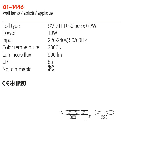 Aplica Smarter Saba 01-1446 LED 10W 3000K 900lm Aluminiu Alb Mat IP20 [2]