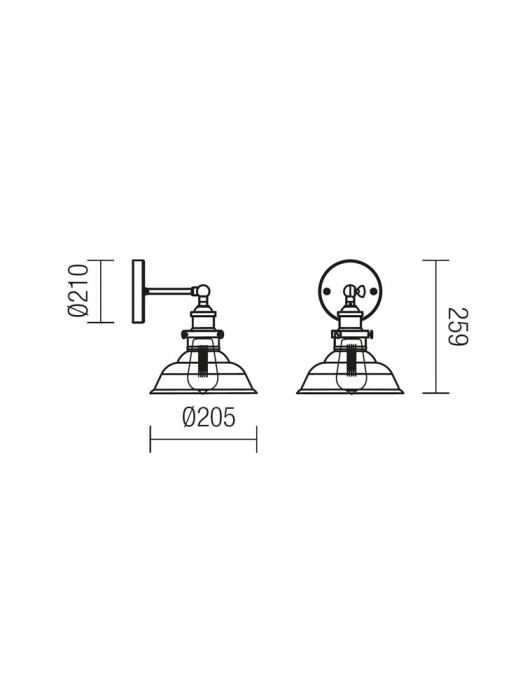Aplica SMARTER SAVILLE 01-1026 E27 1x42W Metal Negru/Bronz Antic IP20 [2]