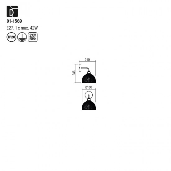 Aplica Smarter Tamis, negru mat, 1XE27, 01-1569 [2]