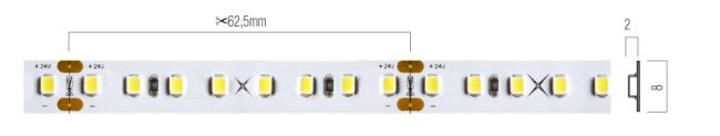 Bandă flexibilă LED SMD Arelux Xribo IP66 5000 mm 128 LED/m 1536 lm/m 12 W/m 3000K CRI80 24V DC IP66 [2]