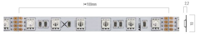 Banda flexibila LED SMD Arelux Xstrip RGB IP20 5000 mm 60 LED/m R 25 lm/W, G 53 lm/W, B 15 lm/W 14,4 W/m RGB  24V DC IP20 [2]