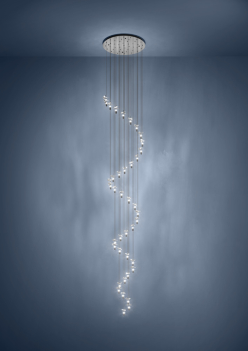 Candelabru EGLO COMAREIRA LED 40X2.1W IP20 390492, lungime 5m Ø780mm, reglare în 3 trepte din întrerupător, alb reglabil, oțel nichel negru [2]