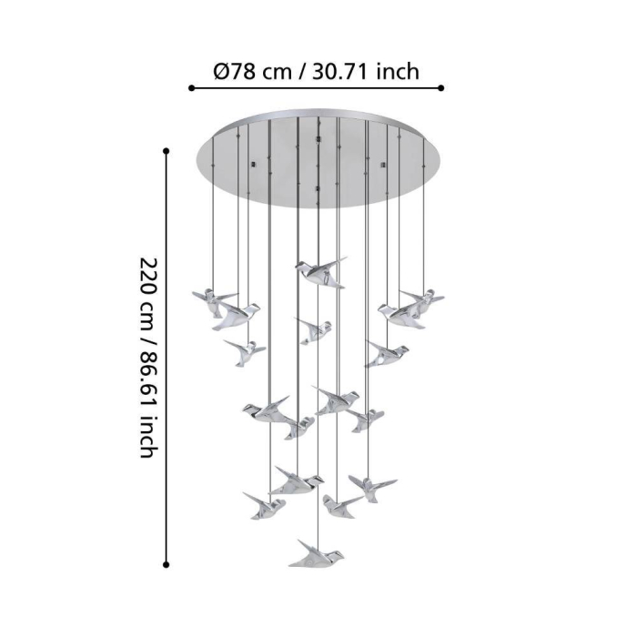Candelabru EGLO PARATEBUENO 1 LED 17X3W 3000K IP20 390402, oţel, crom [2]