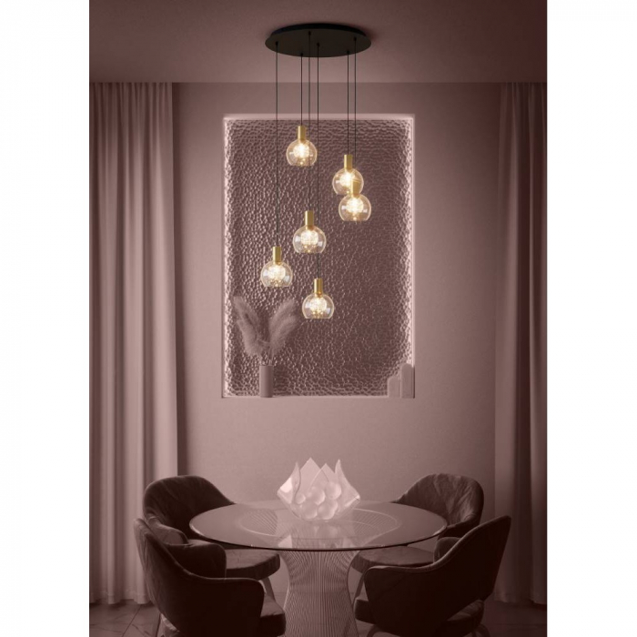 Lustră TERQUE 390279, Ø540 mm, LED, 6X5,4W, 3000K, IP20, oțel, sticlă transparentă [2]