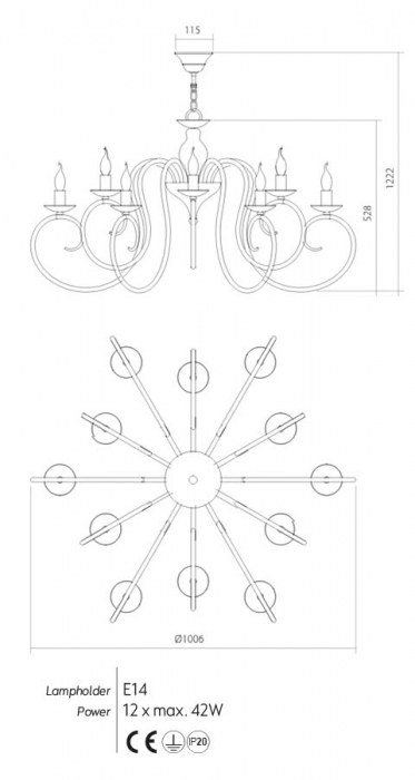 Candelabru Incanti Circe 12xE14 ICI C12 01 IP20 [2]