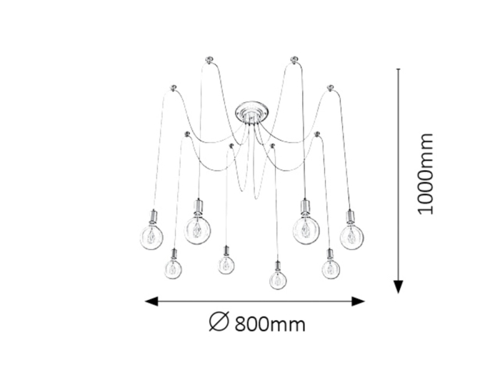 Candelabru Rabalux Caspar E27 E27 10x MAX 60W   plastic mat black stil industrial 230V, 50Hz IP20 2224 [2]