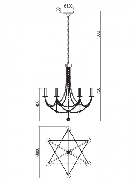 Candelabru Smarter Aphrodite 02-995 Metal Sand Black E14 6x28W   IP20 [2]