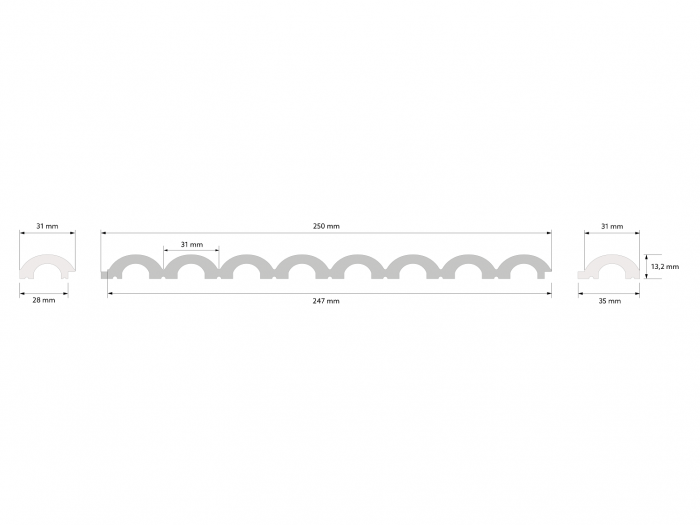Capat stanga panou riflat Polimer Rigid Polyforce Mardom Duna WP001L 2700x31x132 Alb Mat [2]