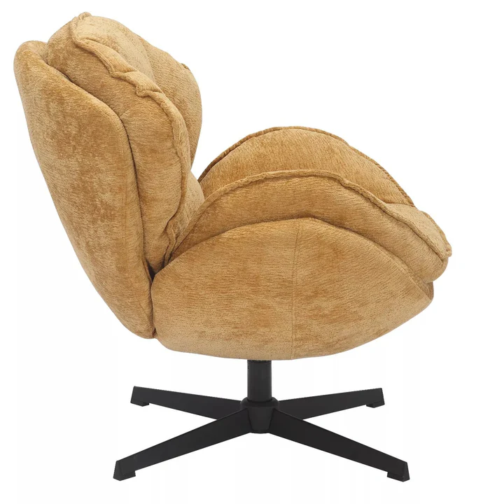 Fotoliu rotativ BETTY, galben/negru, stofa clasica/metal, 73x87x83 cm [2]