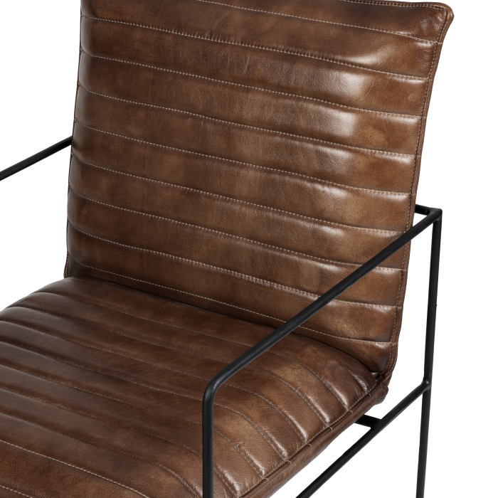 Fotoliu YAMATSURI 424753, piele, maro, metal negru [2]