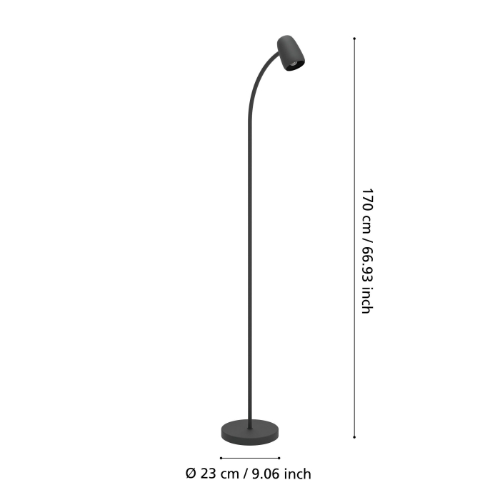 Lampadar EGLO Carlo 902172 E14 1X18W 220-240V,50/60Hz L 0mm x l 85mm x H 1700mm otel negru  IP20 [3]