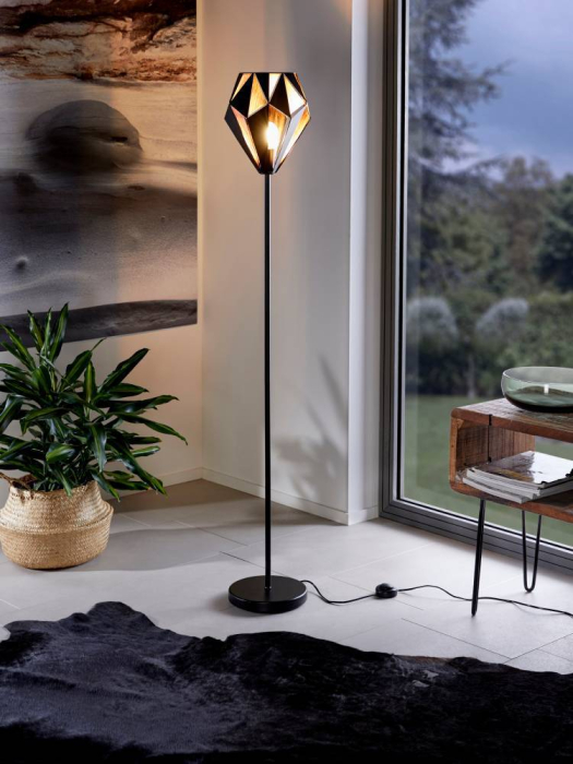 Lampadar EGLO Carlton 1 49994 E27 1X60W 220-240V,50/60Hz H 1525mm x Ø255mm otel negru/cupru  IP20 [4]