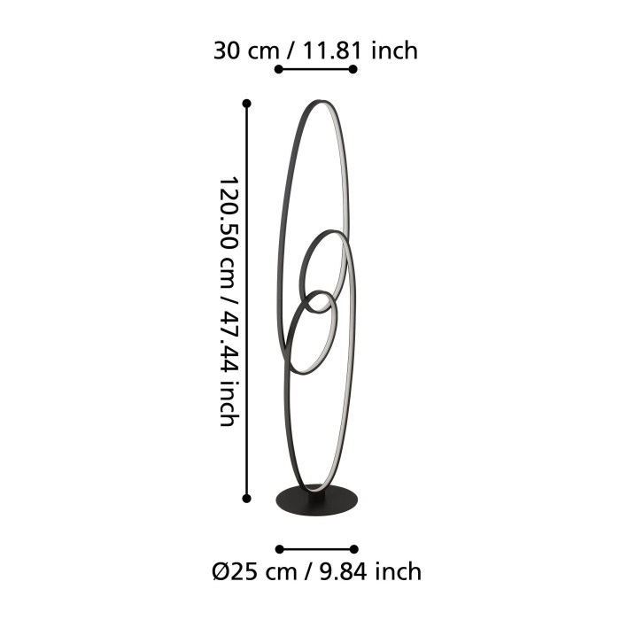 Lampadar EGLO Gianella 901015 LED 38W 3000K 4400lm 220-240V,50/60Hz L 250mm x l 300mm x H 1205mm aluminiu/otel negru plastic alb IP20 [6]