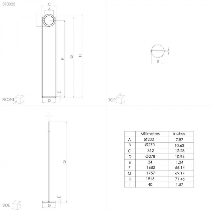 Lampadar EGLO MONTEFANO 390022, LED 20W 2160lm 3000K Ø310, Negru, Alb [3]